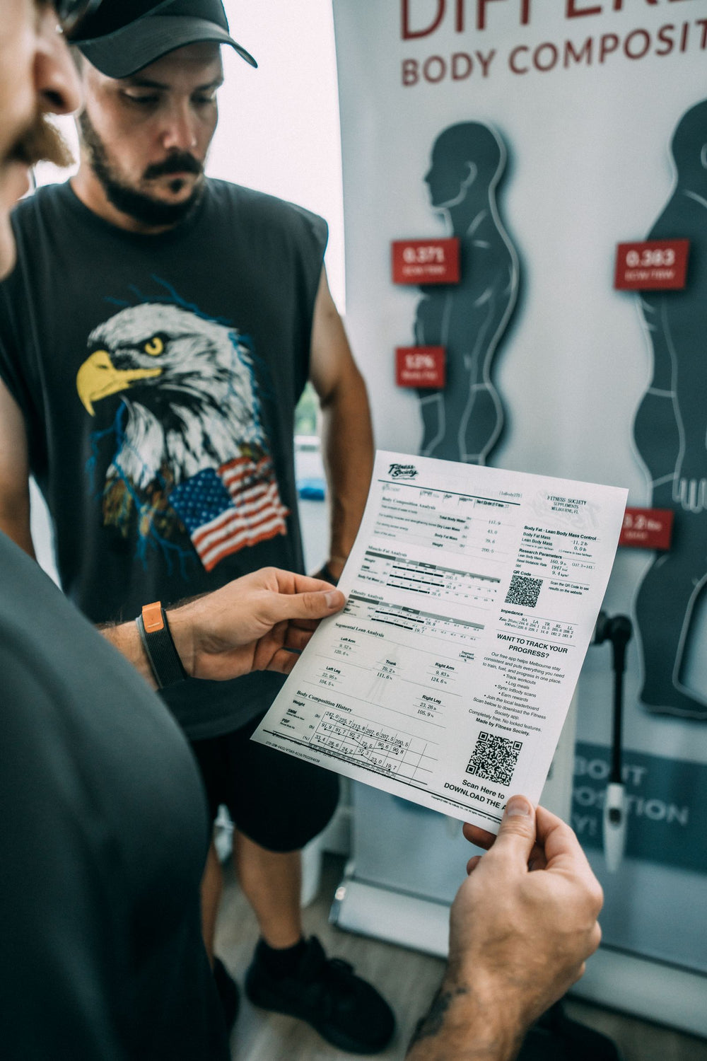 InBody body composition printout in a client's hands